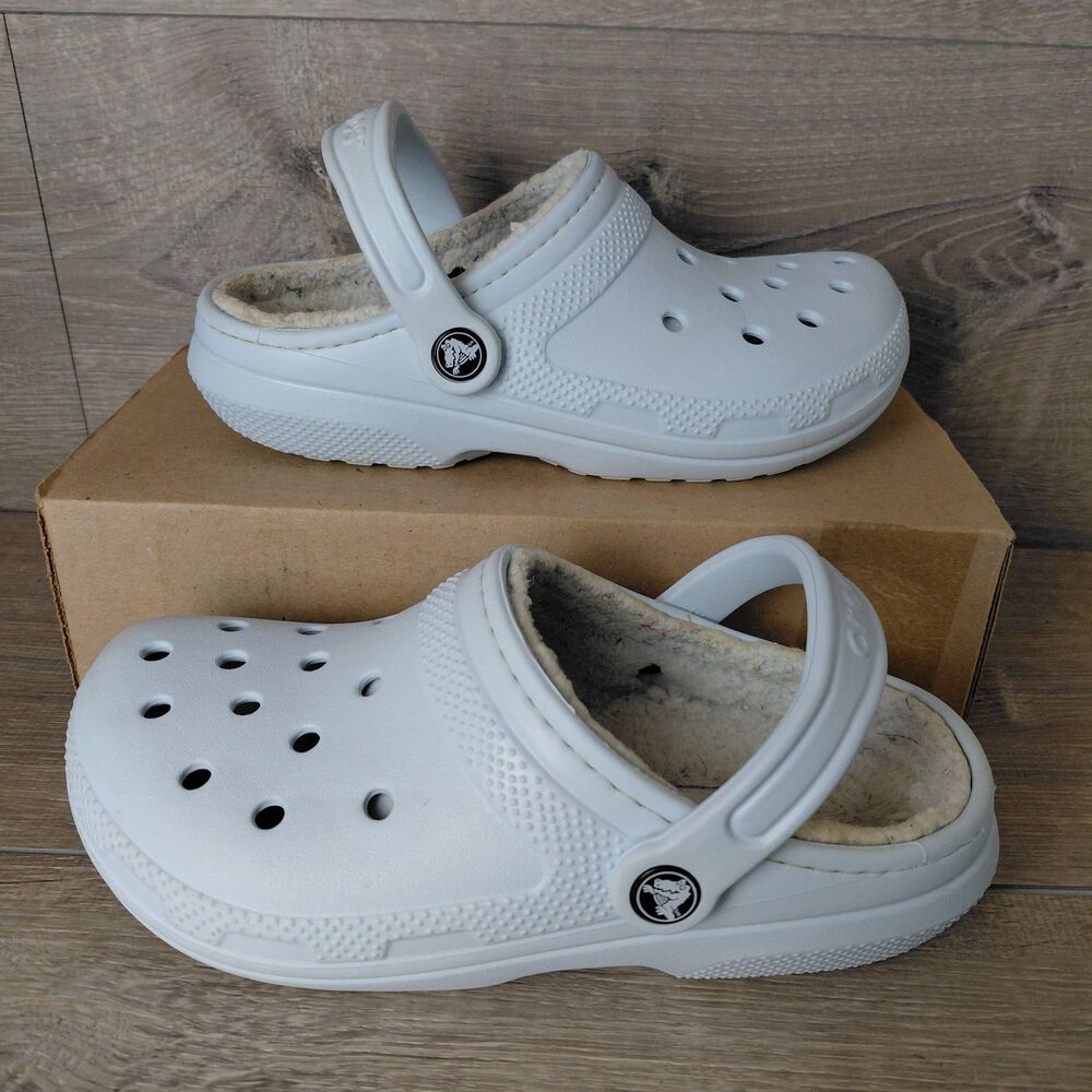 Crocs Dual Comfort Clogs Womens Size 6 Blue Classic Slip On Fleece Lined Shoes